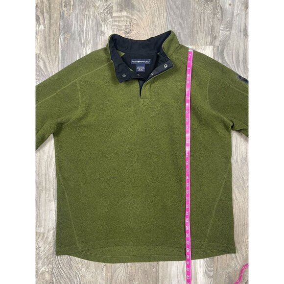 Exofficio Mens Fleece Pullover XL 1/4 Snap Long Sleeve Green Zip Shoulder Pocket - Picture 6 of 6